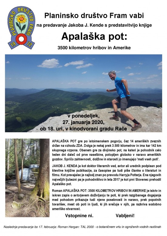 Predavanje Jakoba J. Kende - Apalaška pot